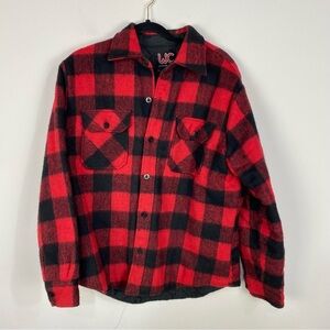 Vintage wool & linen buffalo plaid button down shacket jacket outdoor